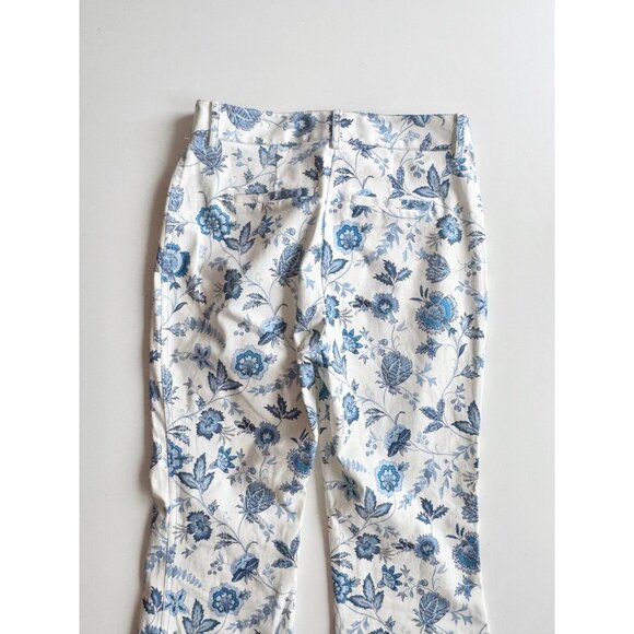 DEREK LAM 10 CROSBY Meloe White Blue Floral Stretch Twill Cropped Pants, Size 2 - Picture 10 of 16